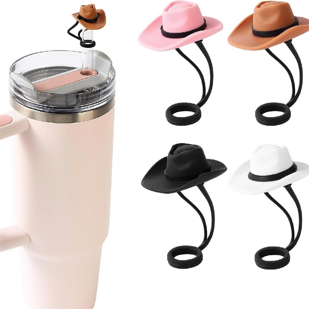 OZ134 Silicone Straw Cover Cap for Stanley Cup Toppers Cowboy Hat